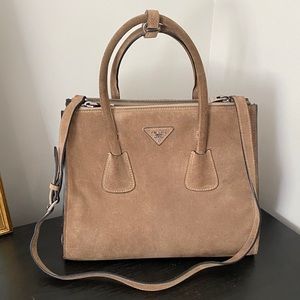 Prada suede beige/tan bag with shoulder straps